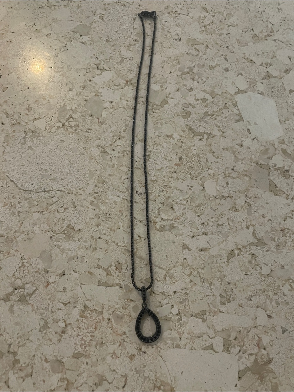 Black Teardrop Pendant Necklace